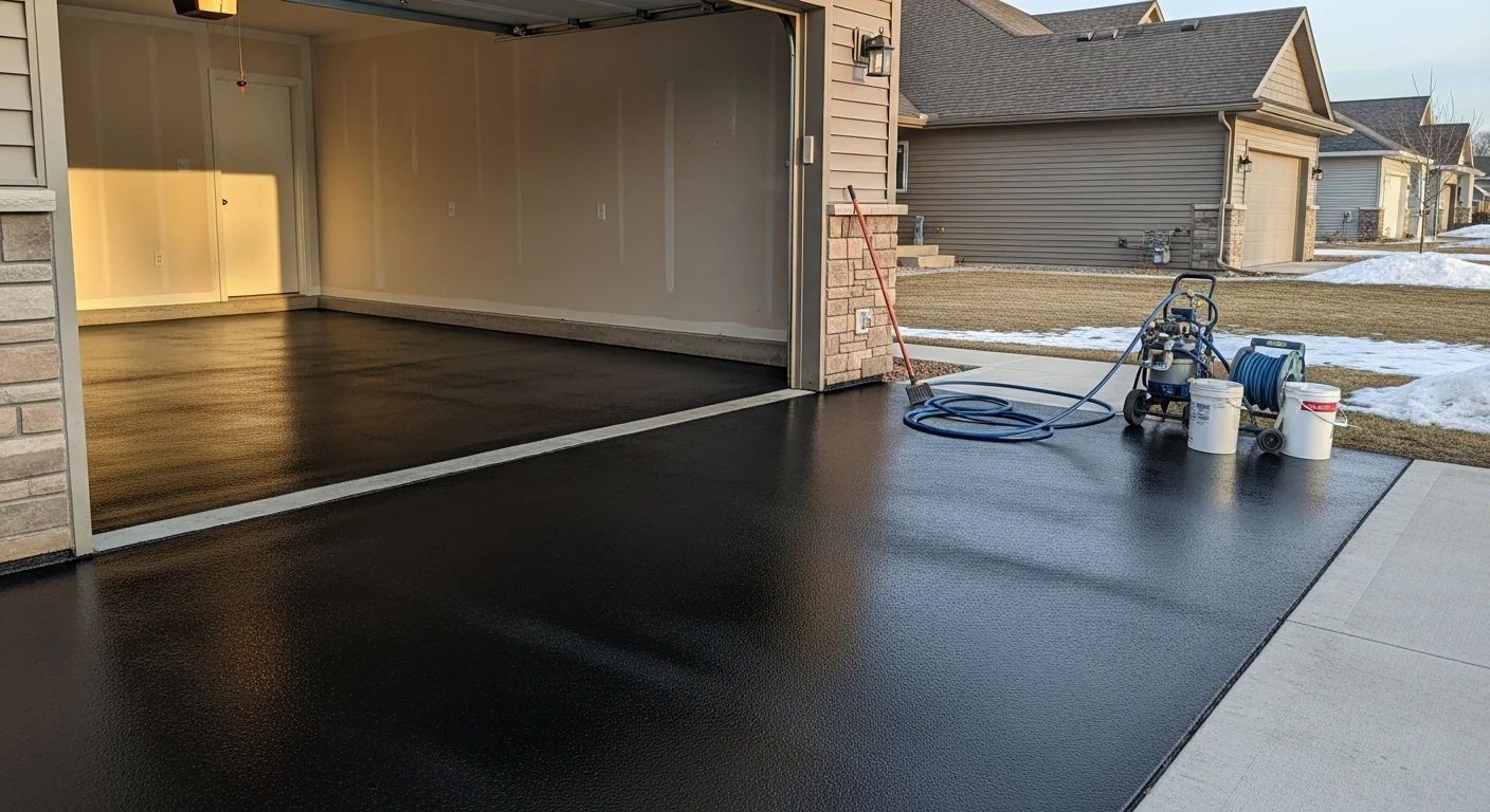 Polyurea flake floor coating applied to a residential garage