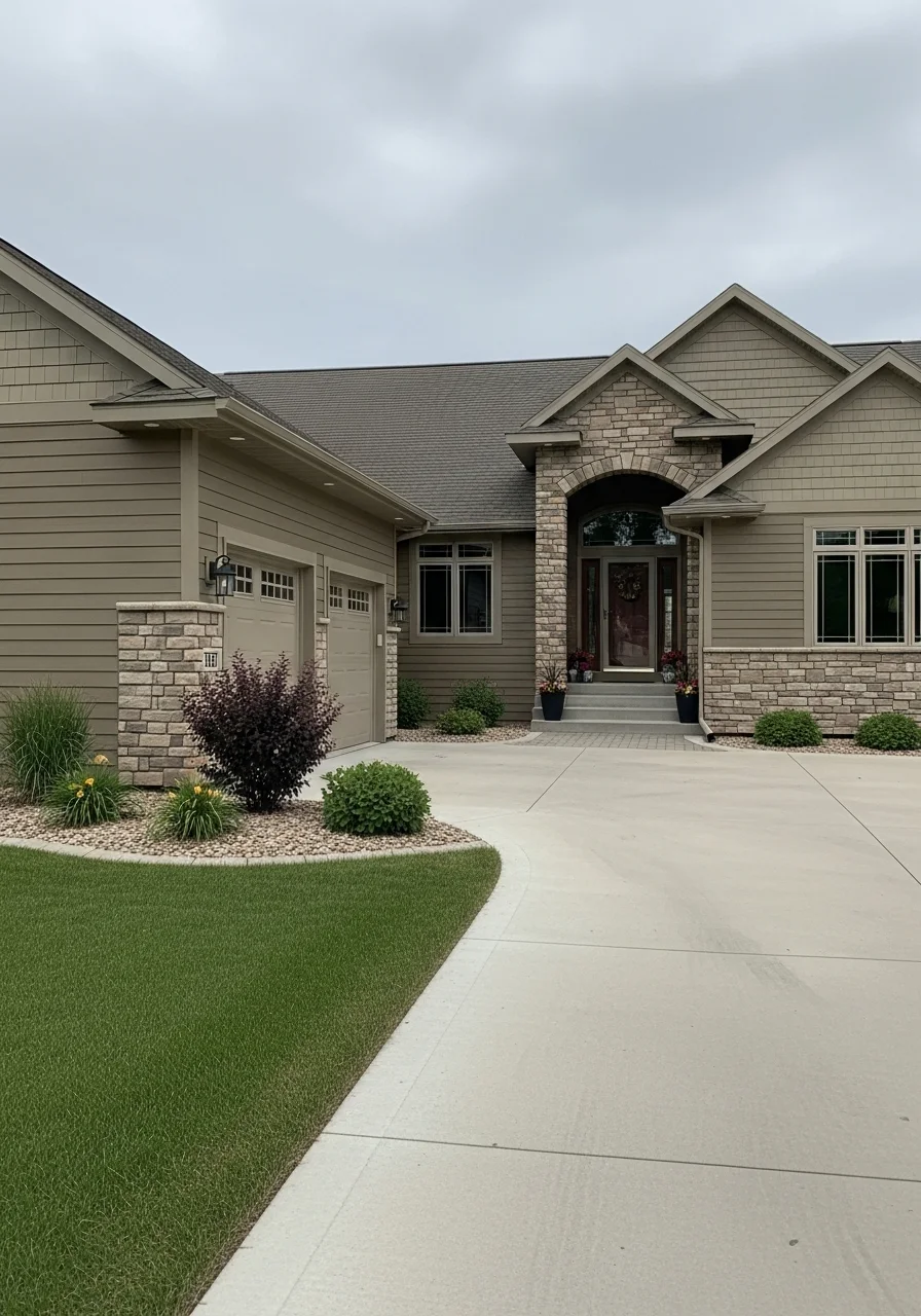 Close-up of a well-maintained residential property with manicured landscaping in a Rochester neighborhood.