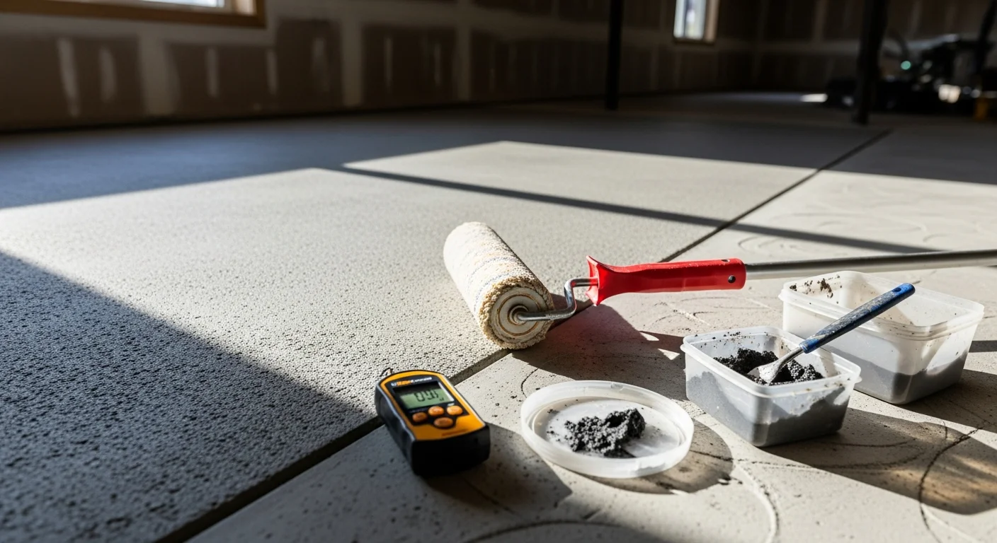 A Rochester, MN basement floor coated in a smooth, seamless gray epoxy finish, showing a clean surface free of cracks, dust, and moisture staining. The below-grade space is dry and ready for storage or everyday use.